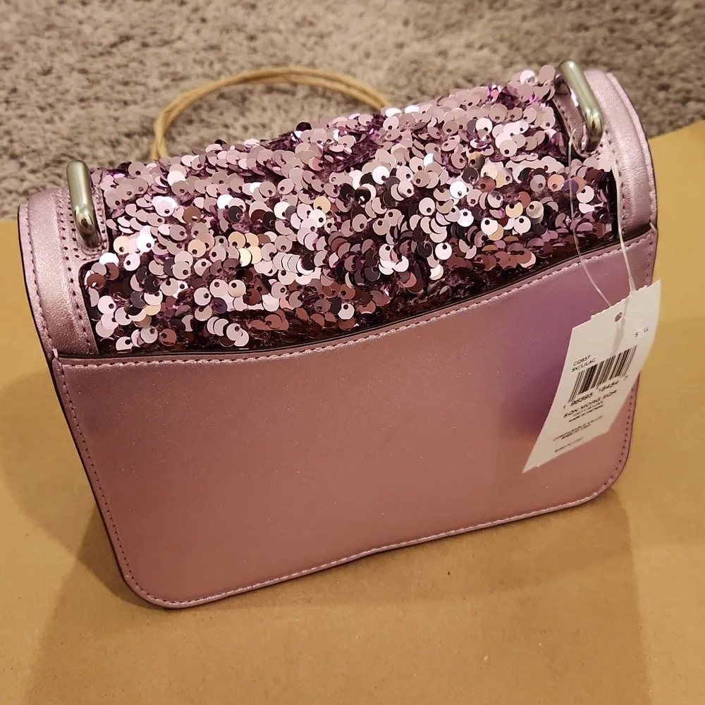 SOLD OUT NWT Coach Lilac Sequin Morgan Square Crossbody bag - Picture 10 of 16